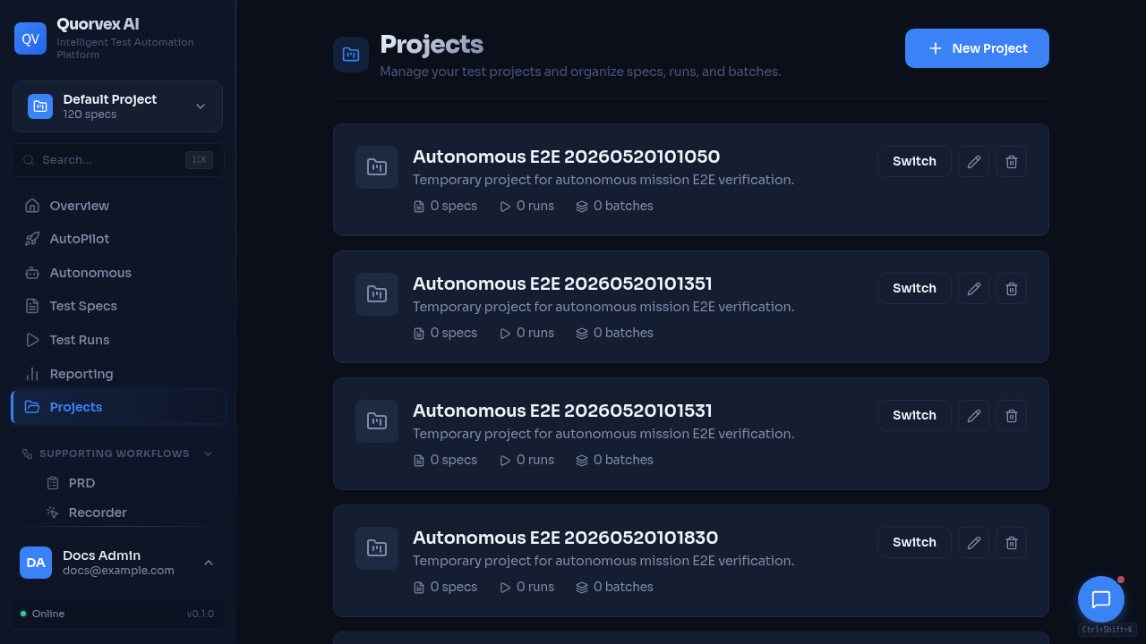 Projects dashboard for authenticated project selection and membership